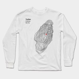 Tryfan Mountain Contour Design Long Sleeve T-Shirt